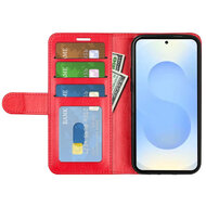 Samsung Galaxy S26 Plus (S26+) Hoesje - MobyDefend Wallet Book Case (Sluiting Achterkant) - Rood