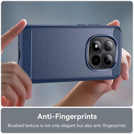 Xiaomi Redmi Note 15 Pro 5G Hoesje - MobyDefend TPU Backcover - Geborstelde Metaal &amp; Carbon-Look - Blauw