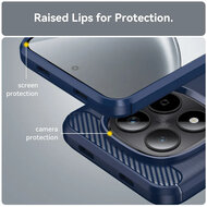 Xiaomi Redmi Note 15 Pro 5G Hoesje - MobyDefend TPU Backcover - Geborstelde Metaal &amp; Carbon-Look - Blauw