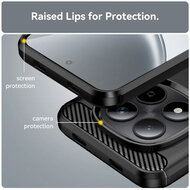 Xiaomi Redmi Note 15 Pro 5G Hoesje - MobyDefend TPU Backcover - Geborstelde Metaal &amp; Carbon-Look - Zwart