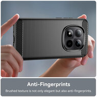 Xiaomi Redmi Note 15 Pro 5G Hoesje - MobyDefend TPU Backcover - Geborstelde Metaal &amp; Carbon-Look - Zwart