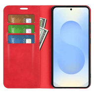 Samsung Galaxy S26 Plus (S26+) Hoesje - MobyDefend Luxe Wallet Bookcase (Magnetische Sluiting) - Rood
