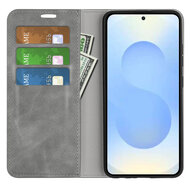 Samsung Galaxy S26 Plus (S26+) Hoesje - MobyDefend Luxe Wallet Bookcase (Magnetische Sluiting) - Grijs