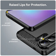 Samsung Galaxy S26 Ultra Hoesje - MobyDefend TPU Backcover - Geborstelde Metaal &amp; Carbon-Look - Zwart
