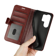 Samsung Galaxy S26 Ultra Hoesje - MobyDefend Wallet Book Case (Sluiting Achterkant) - Bruin