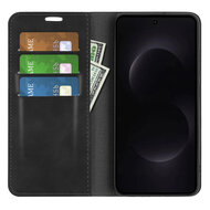 Samsung Galaxy S26 Ultra Hoesje - MobyDefend Luxe Wallet Bookcase (Magnetische Sluiting) - Zwart