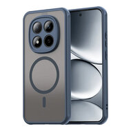 Xiaomi Redmi Note 15 Pro 5G Hoesje - MobyDefend MagSafe Case Mat Transparant Met Gekleurde Rand - Blauw
