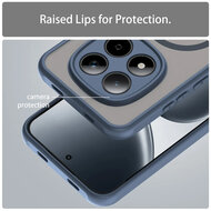 Xiaomi Redmi Note 15 Pro 5G Hoesje - MobyDefend MagSafe Case Mat Transparant Met Gekleurde Rand - Blauw