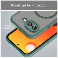 Google Pixel 10a Hoesje - MobyDefend MagSafe Case Mat Transparant Met Gekleurde Rand - Groen
