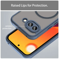 Google Pixel 10a Hoesje - MobyDefend MagSafe Case Mat Transparant Met Gekleurde Rand - Blauw