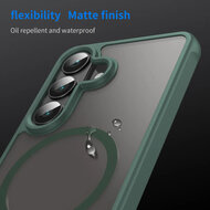 Samsung Galaxy S26 Hoesje - MobyDefend MagSafe Case Mat Transparant Met Gekleurde Rand - Groen