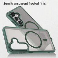 Samsung Galaxy S26 Hoesje - MobyDefend MagSafe Case Mat Transparant Met Gekleurde Rand - Groen