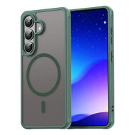 Samsung Galaxy S26 Hoesje - MobyDefend MagSafe Case Mat Transparant Met Gekleurde Rand - Groen