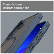 Samsung Galaxy S26 Hoesje - MobyDefend MagSafe Case Mat Transparant Met Gekleurde Rand - Blauw