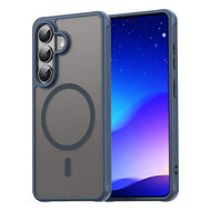 Samsung Galaxy S26 Hoesje - MobyDefend MagSafe Case Mat Transparant Met Gekleurde Rand - Blauw