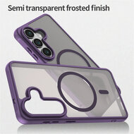Samsung Galaxy S26 Hoesje - MobyDefend MagSafe Case Mat Transparant Met Gekleurde Rand - Paars