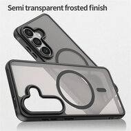 Samsung Galaxy S26 Hoesje - MobyDefend MagSafe Case Mat Transparant Met Gekleurde Rand - Zwart