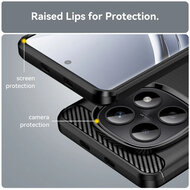 Xiaomi Redmi Note 15 5G Hoesje - MobyDefend TPU Backcover - Geborstelde Metaal &amp; Carbon-Look - Zwart