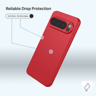 Google Pixel 10 / Google Pixel 10 Pro Hoesje - MobyDefend Matte Siliconen Backcover - Framboosrood