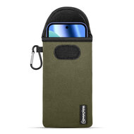 Hoesje voor Google Pixel 10a - MobyDefend Neopreen Pouch Met Karabijnhaak - Insteekhoesje - Riemlus Hoesje - Groen