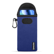 Hoesje voor Google Pixel 10a - MobyDefend Neopreen Pouch Met Karabijnhaak - Insteekhoesje - Riemlus Hoesje - Blauw