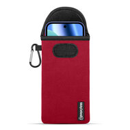 Hoesje voor Google Pixel 10a - MobyDefend Neopreen Pouch Met Karabijnhaak - Insteekhoesje - Riemlus Hoesje - Rood