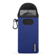 Hoesje voor Samsung Galaxy S26 - MobyDefend Neopreen Pouch Met Karabijnhaak - Insteekhoesje - Riemlus Hoesje - Blauw