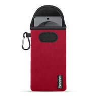 Hoesje voor Samsung Galaxy S26 - MobyDefend Neopreen Pouch Met Karabijnhaak - Insteekhoesje - Riemlus Hoesje - Rood