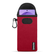 Hoesje voor Samsung Galaxy S26 Plus (S26+) - MobyDefend Neopreen Pouch Met Karabijnhaak - Insteekhoesje - Riemlus Hoesje - Rood