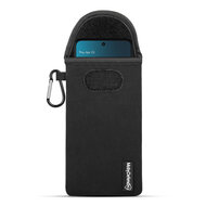 Hoesje voor Motorola Moto G57 Power - MobyDefend Neopreen Pouch Met Karabijnhaak - Insteekhoesje - Riemlus Hoesje - Zwart
