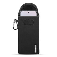 Hoesje voor Motorola Edge 70 Fusion - MobyDefend Neopreen Pouch Met Karabijnhaak - Insteekhoesje - Riemlus Hoesje - Zwart
