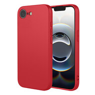 iPhone 16e / iPhone 17e Hoesje - MobyDefend Matte Siliconen Backcover - Framboosrood