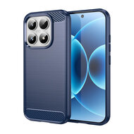 Xiaomi 17 Hoesje - MobyDefend TPU Backcover - Geborstelde Metaal &amp; Carbon-Look - Blauw