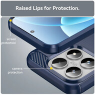 Xiaomi 17 Hoesje - MobyDefend TPU Backcover - Geborstelde Metaal &amp; Carbon-Look - Blauw