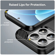 Xiaomi 17 Hoesje - MobyDefend TPU Backcover - Geborstelde Metaal &amp; Carbon-Look - Zwart