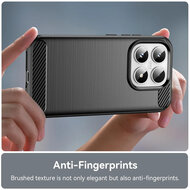Xiaomi 17 Hoesje - MobyDefend TPU Backcover - Geborstelde Metaal &amp; Carbon-Look - Zwart
