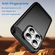 Xiaomi 17 Hoesje - MobyDefend TPU Backcover - Geborstelde Metaal &amp; Carbon-Look - Zwart