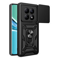 Xiaomi Redmi Note 15 5G Hoesje - MobyDefend Pantsercase Met Draaibare Ring - Zwart