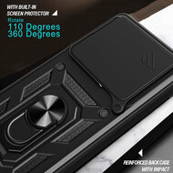 Xiaomi Redmi Note 15 Pro 4G Hoesje - MobyDefend Pantsercase Met Draaibare Ring - Goud