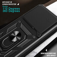 Xiaomi Redmi Note 15 Pro Plus 5G Hoesje - MobyDefend Pantsercase Met Draaibare Ring - Zwart