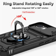 iPhone 16e / iPhone 17e Hoesje - MobyDefend Pantsercase Met Draaibare Ring - Ros&eacute;
