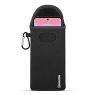 Hoesje voor Samsung Galaxy A37 - MobyDefend Neopreen Pouch Met Karabijnhaak - Insteekhoesje - Riemlus Hoesje - Zwart