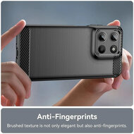 Motorola Moto G17 / Motorola Moto G17 Power Hoesje - MobyDefend TPU Backcover - Geborstelde Metaal &amp; Carbon-Look - Blauw