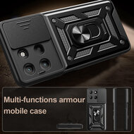 Motorola Moto G17 / Motorola Moto G17 Power Hoesje - MobyDefend Pantsercase Met Draaibare Ring - Zilvergrijs