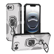 iPhone 16e / iPhone 17e Hoesje - MobyDefend Dubbelgelaagde Pantsercase Met Standaard - Zilvergrijs