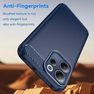 Oppo Reno15 F / Oppo Reno15 FS Hoesje - MobyDefend TPU Backcover - Geborstelde Metaal &amp; Carbon-Look - Blauw