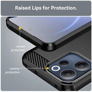 Oppo Reno15 F / Oppo Reno15 FS Hoesje - MobyDefend TPU Backcover - Geborstelde Metaal &amp; Carbon-Look - Zwart