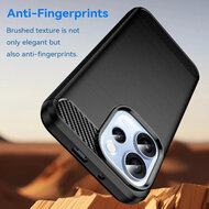 Oppo Reno15 Pro Hoesje - MobyDefend TPU Backcover - Geborstelde Metaal &amp; Carbon-Look - Zwart