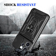 Oppo Reno15 F / Oppo Reno15 FS Hoesje - MobyDefend Pantsercase Met Draaibare Ring - Zwart