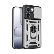 Oppo Reno15 F / Oppo Reno15 FS Hoesje - MobyDefend Pantsercase Met Draaibare Ring - Zilvergrijs